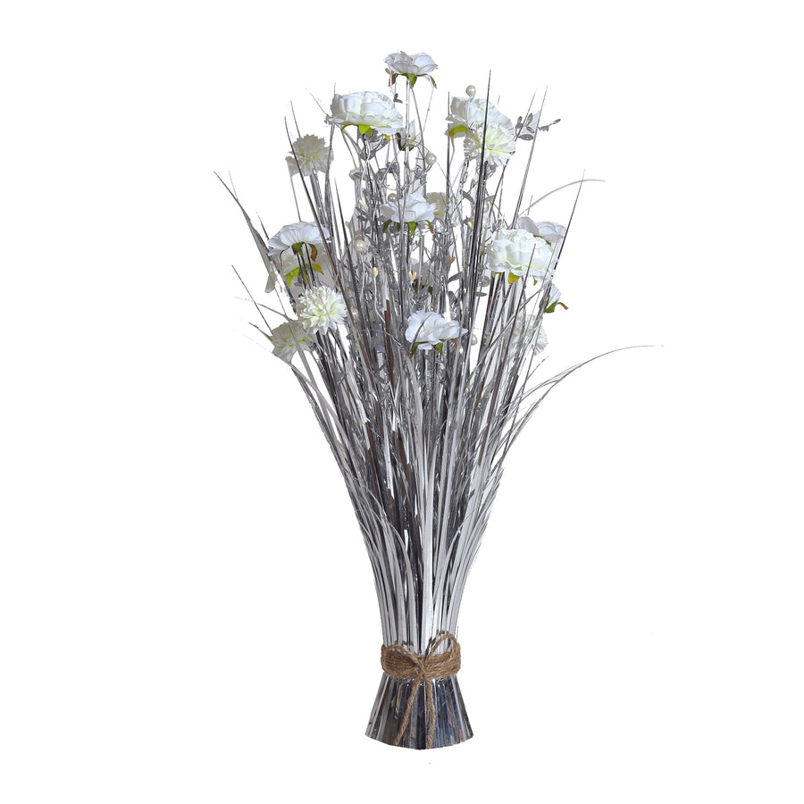 Silver Grass Floral Bundle  White Flowers