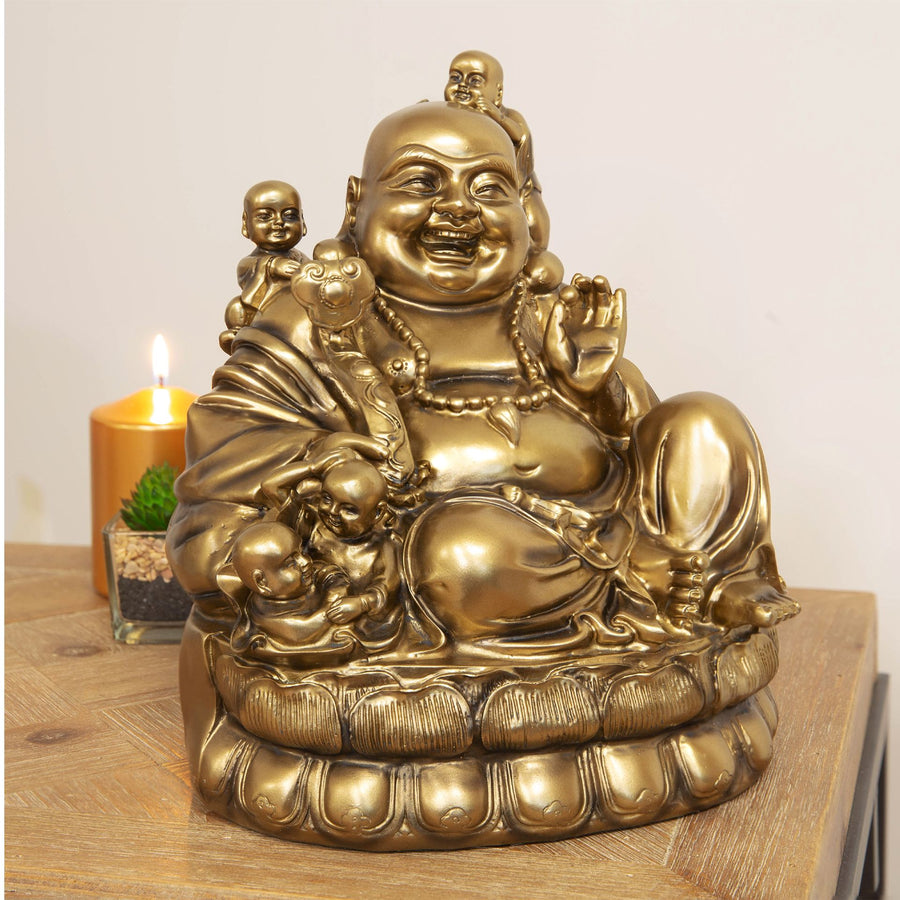 BRONZE FINISH BUDDHA FIGURINE 26.2CM