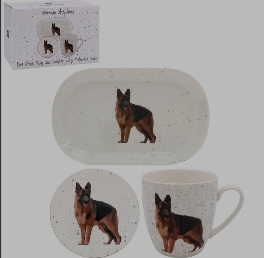 DOG  MUG, COASTER & TRAY  GIFT SET