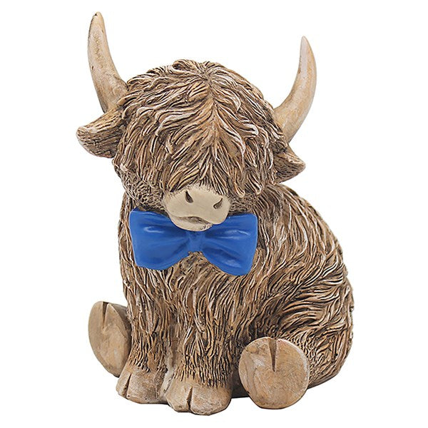 Highland Cow Blue  Bow Tie 12cm