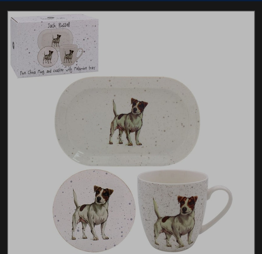 DOG  MUG, COASTER & TRAY  GIFT SET