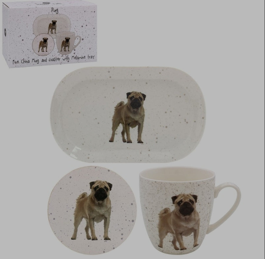 DOG  MUG, COASTER & TRAY  GIFT SET