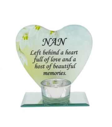 Glass Heart Memorial Tealight Holder