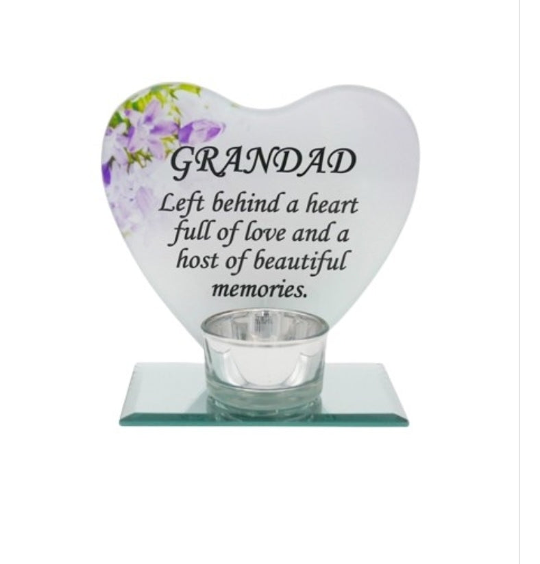 Glass Heart Memorial Tealight Holder