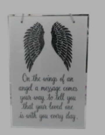 Wings Hanging Glass Plaque