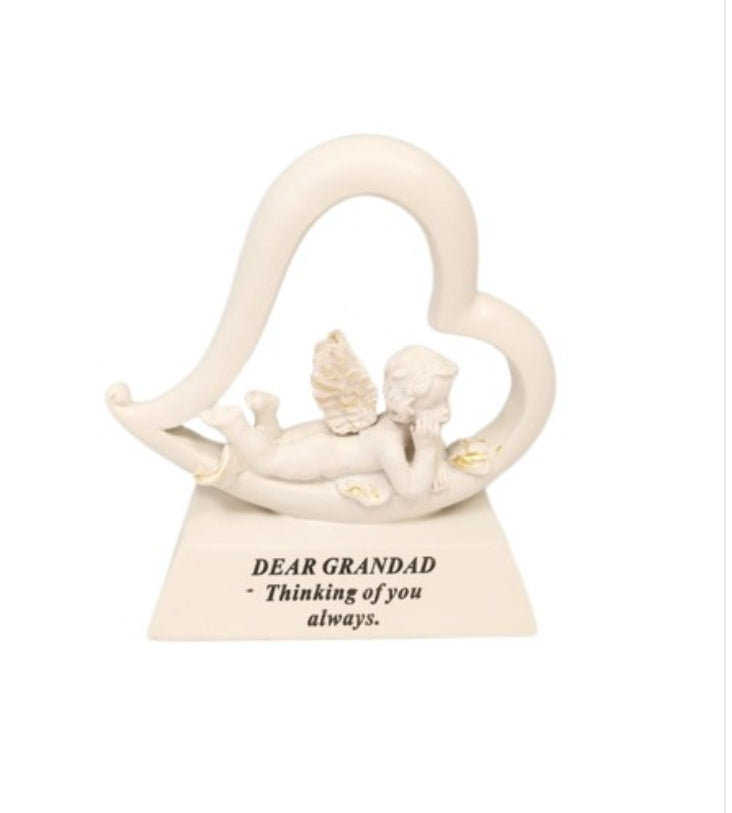 Cream & Gold Cherub In Heart Memorial Ornament