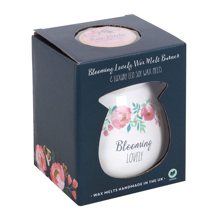 LARGE BLOOMING LOVELY WAX MELT BURNER GIFT SET