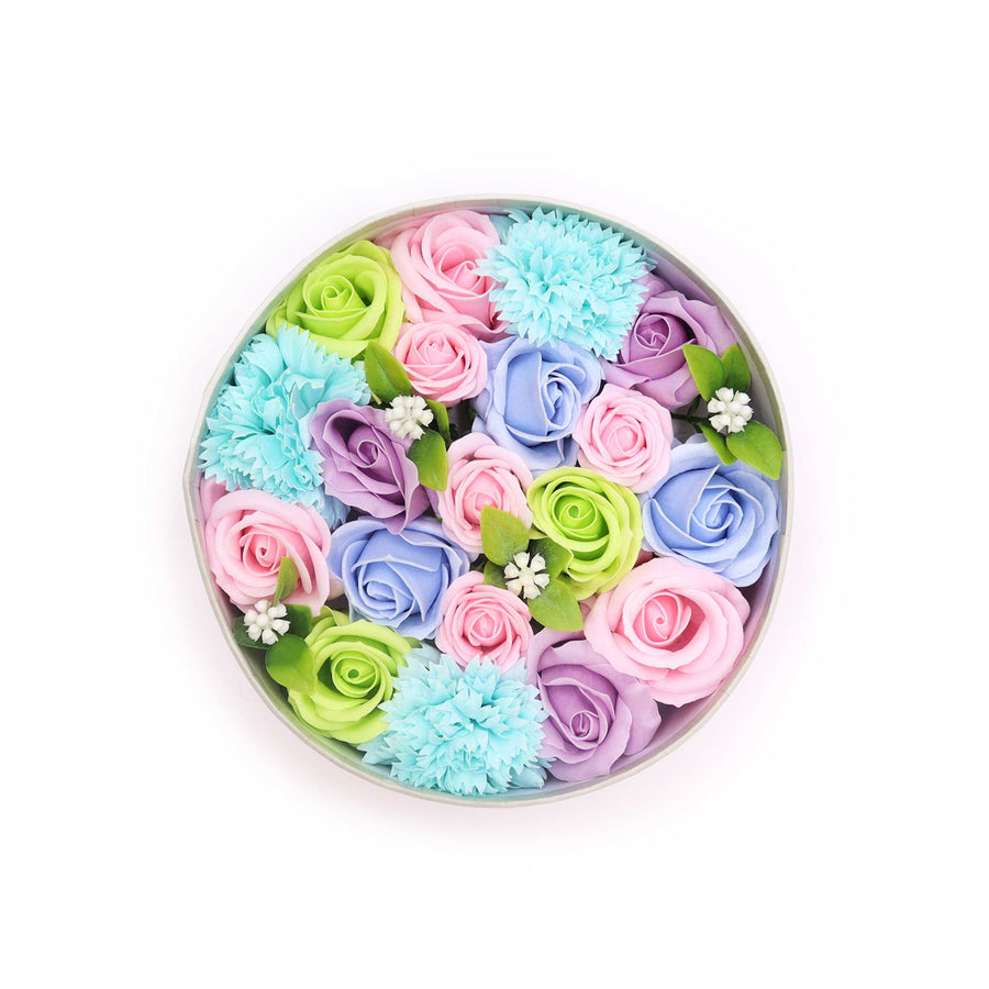 Round Box  Filled with Beautiful  Soap Flowers
