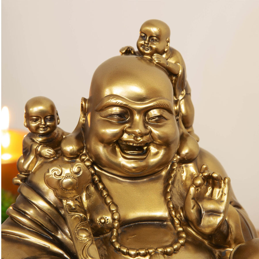 BRONZE FINISH BUDDHA FIGURINE 26.2CM