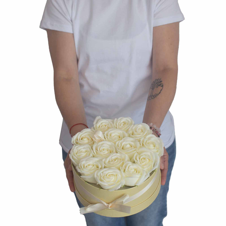 Soap Flower Gift Bouquet - 13 Roses - Heart Box