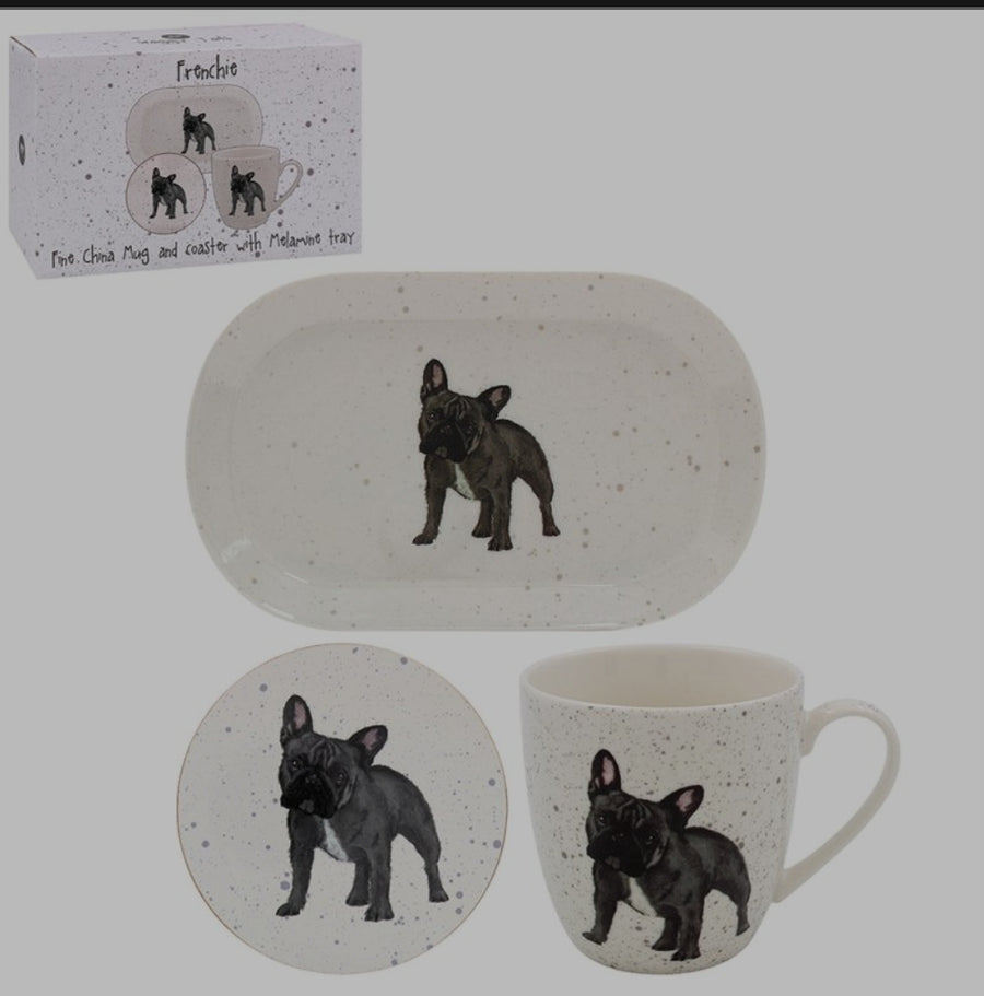 DOG  MUG, COASTER & TRAY  GIFT SET