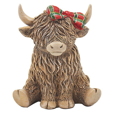 Highland Cow Tartan  Red Bow