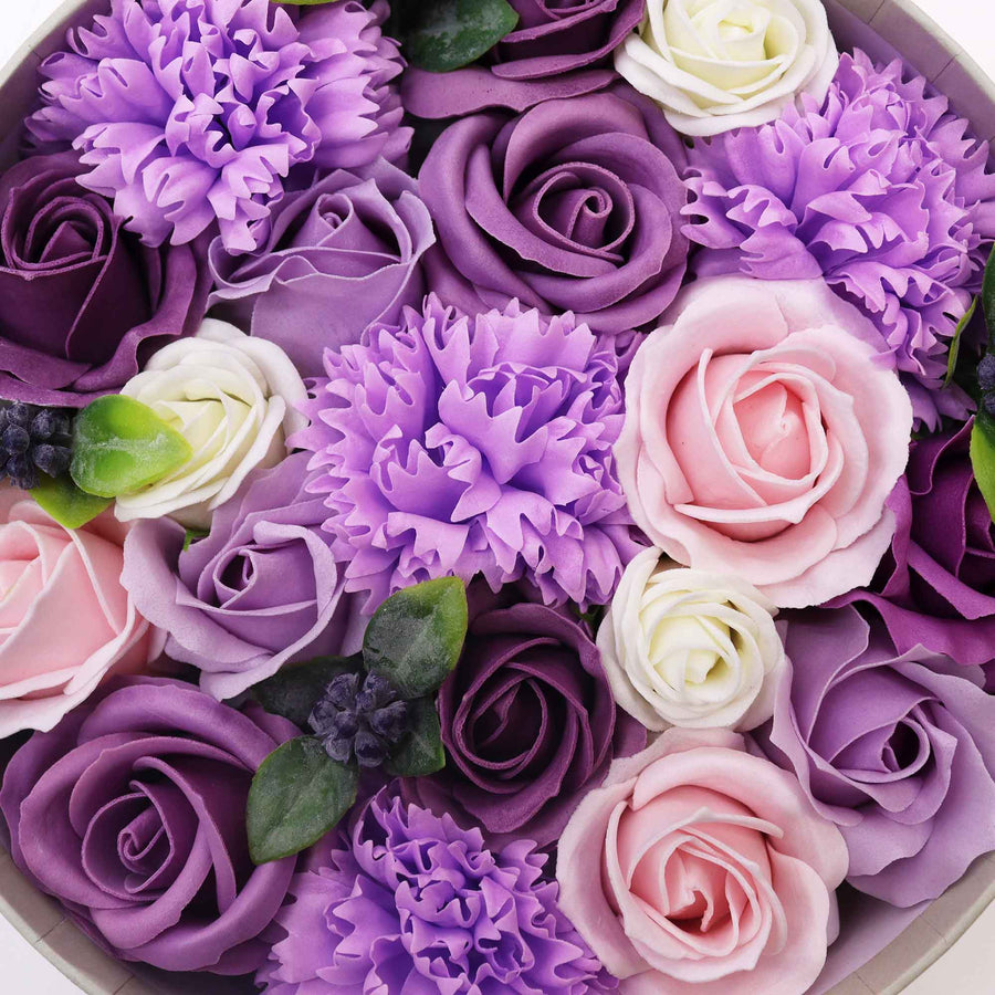 Round Box  Filled with Beautiful  Soap Flowers