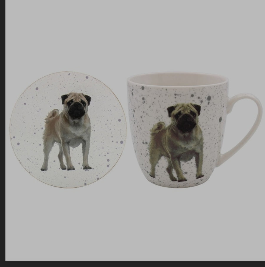 DOG  MUG, COASTER & TRAY  GIFT SET