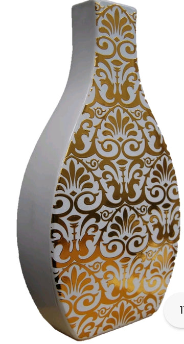 Ceramic White & Gold Vase