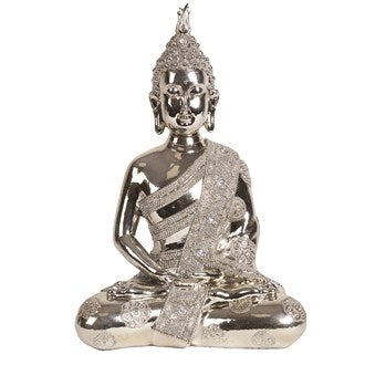 Silver Sitting Buddha Figurine