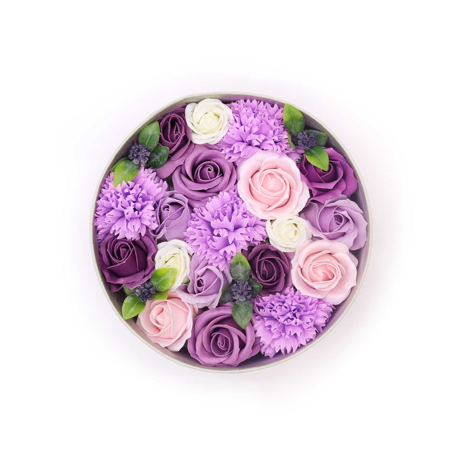 Round Box  Filled with Beautiful  Soap Flowers