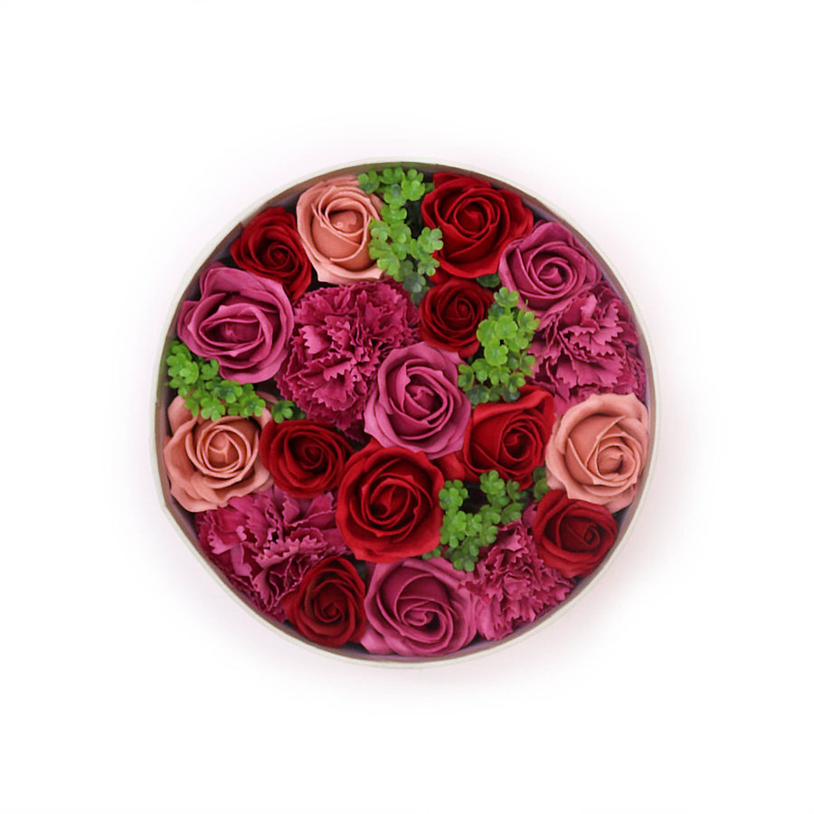 Round Box  Filled with Beautiful  Soap Flowers