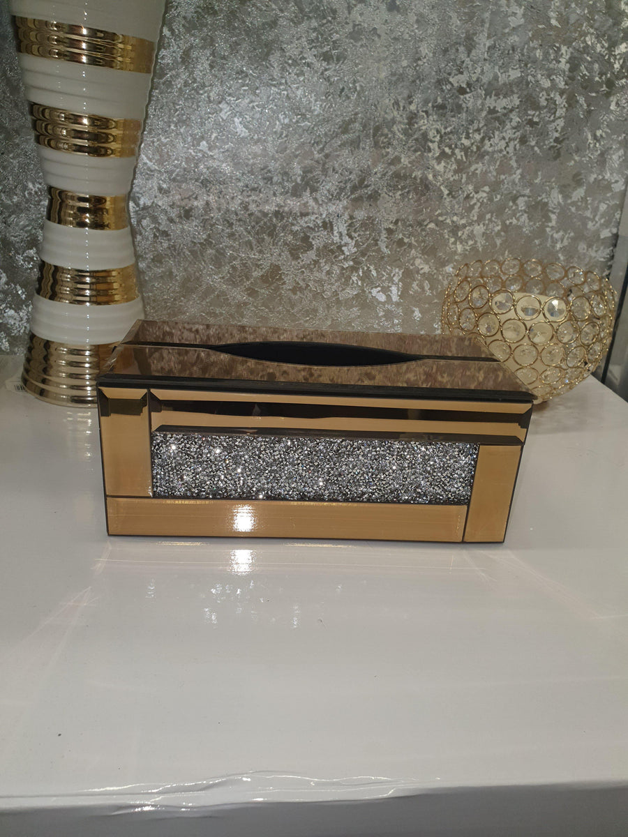 Rose Gold Diamante  Tissue  Box - Glitter Pad