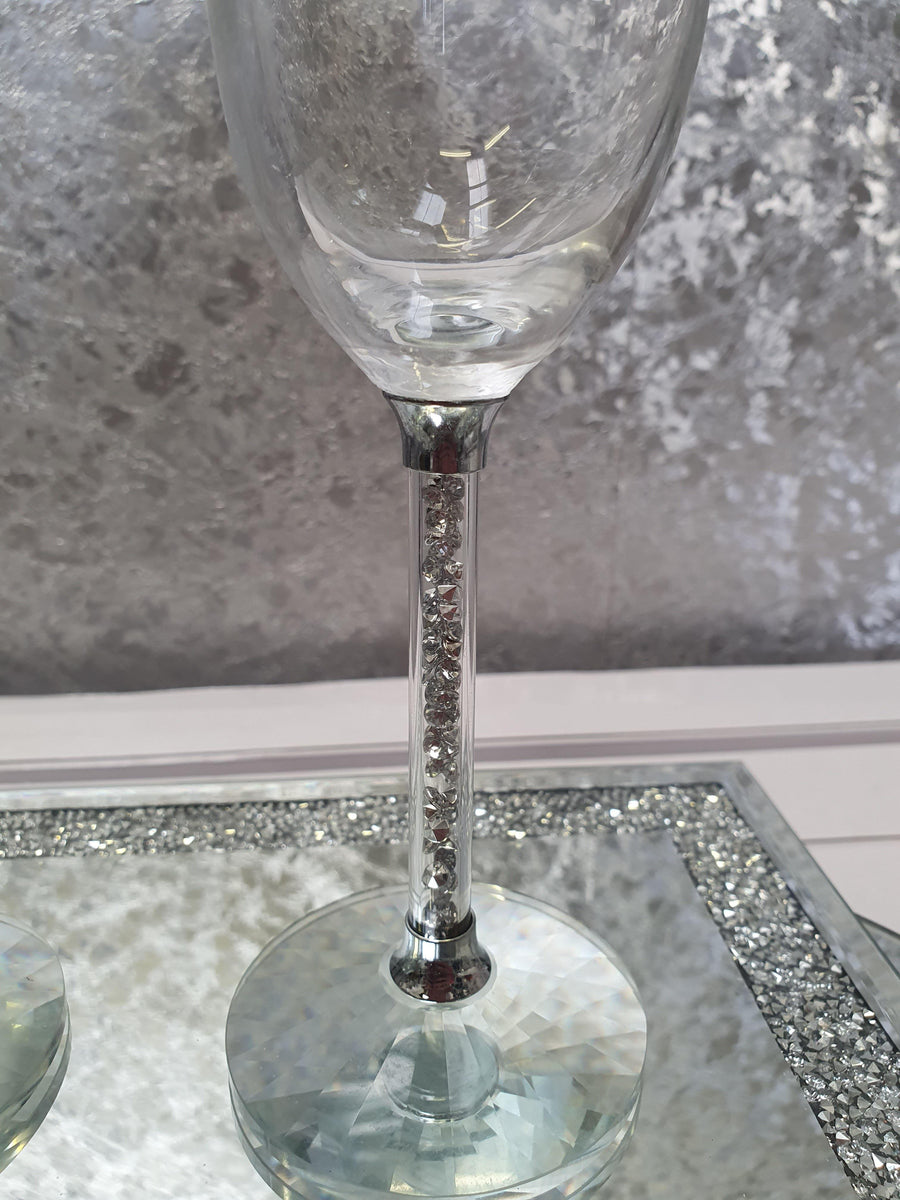 PAIR CRUSHED DIAMANTE CHAMPAGNE FLUTES - Glitter Pad