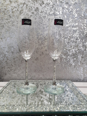 PAIR CRUSHED DIAMANTE CHAMPAGNE FLUTES - Glitter Pad
