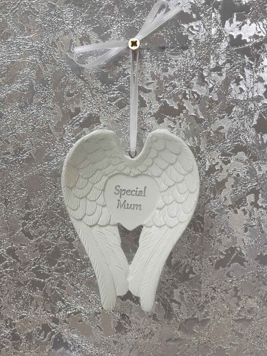 THOUGHTS OF YOU HANGING RESIN WINGS PLAQUE - MUM