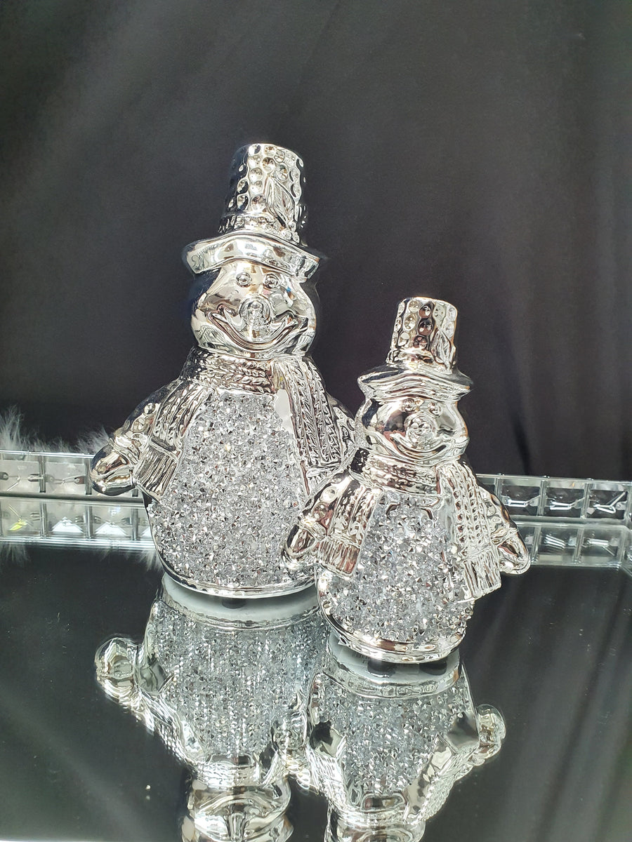 Silver Sparkle Snowman Ornament