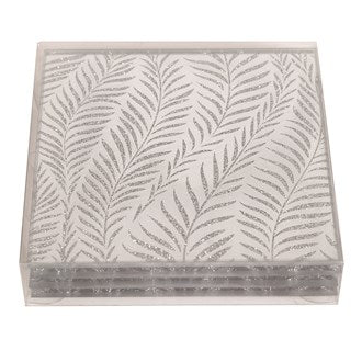 Set Of 4 Glittery Square  Fern Coasters