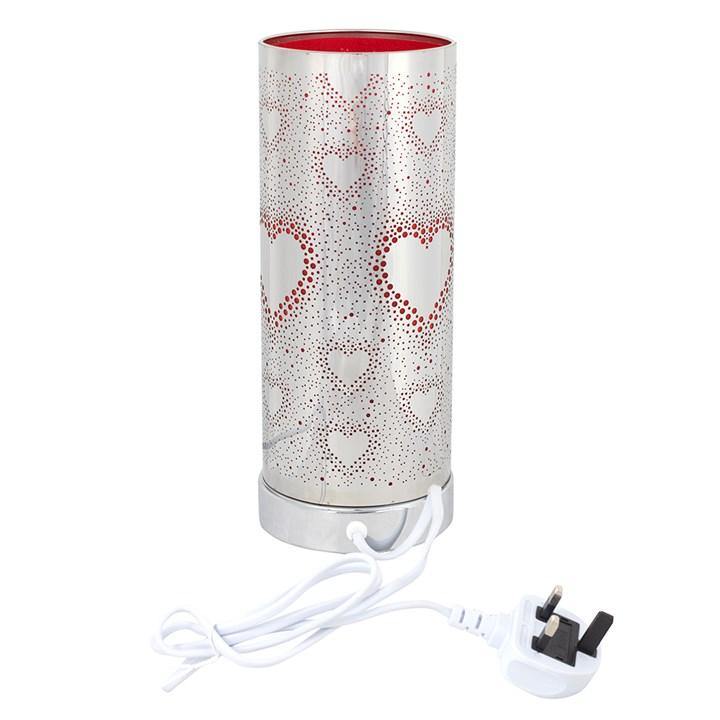 RED AND SILVER HEART AROMA TOUCH LAMP - Glitter Pad