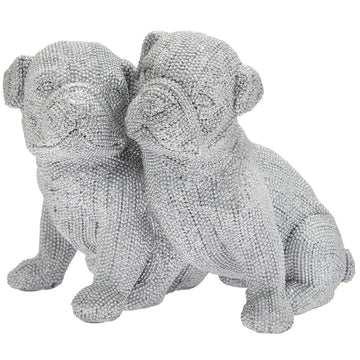 Twin Pugs Sparkly Ornament