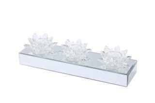 Mirrored and crystal lotus flower candle holder - Glitter Pad