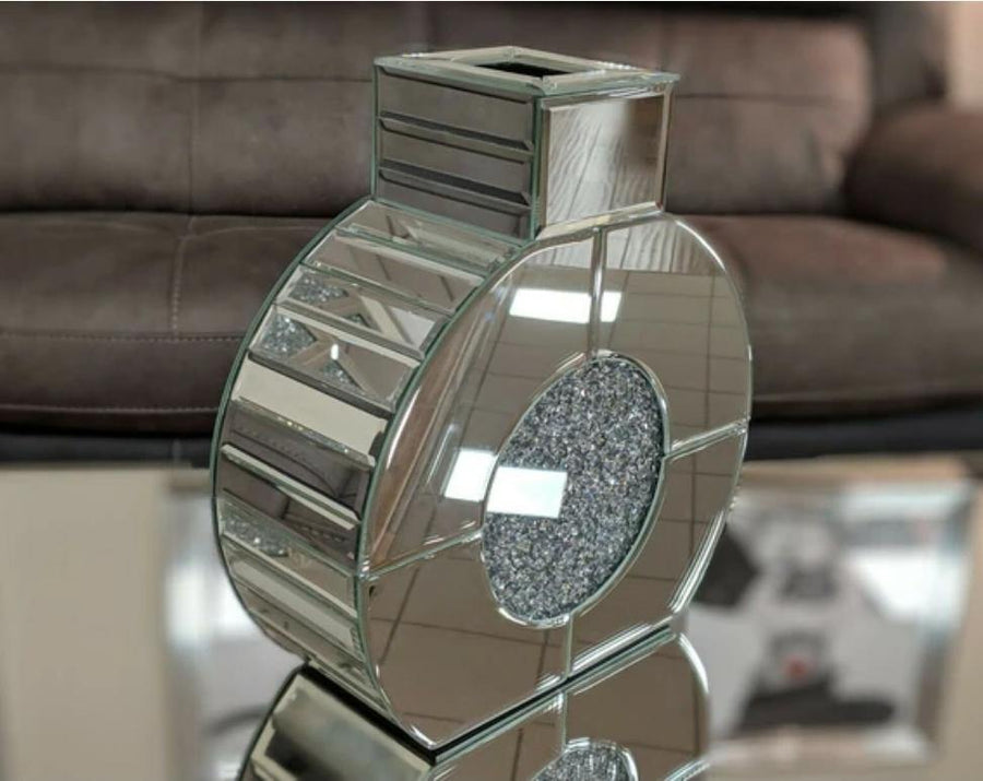 Crushed Crystal And Mirrored Flask Vase - Glitter Pad