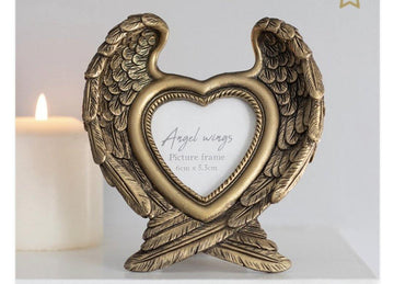ANTIQUE GOLD ANGEL WING PHOTO FRAME - Glitter Pad