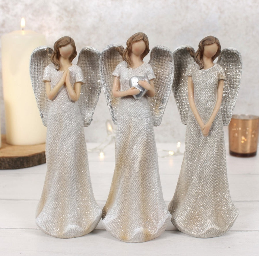 TRIO OF SMALL GLITTER ANGELS