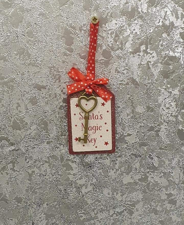 Wooden Sparkly Santa Key