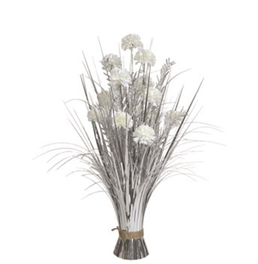 Silver Grass Floral Bundle  White Flowers