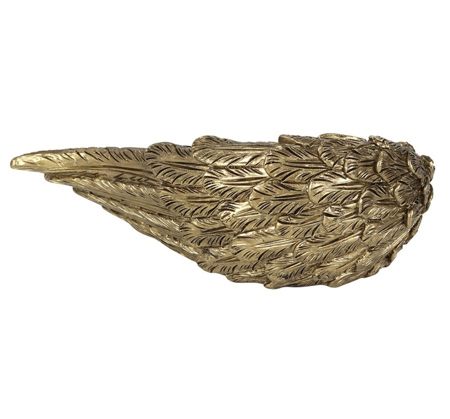 GOLD SINGLE LOWERED ANGEL WING CANDLE HOLDER