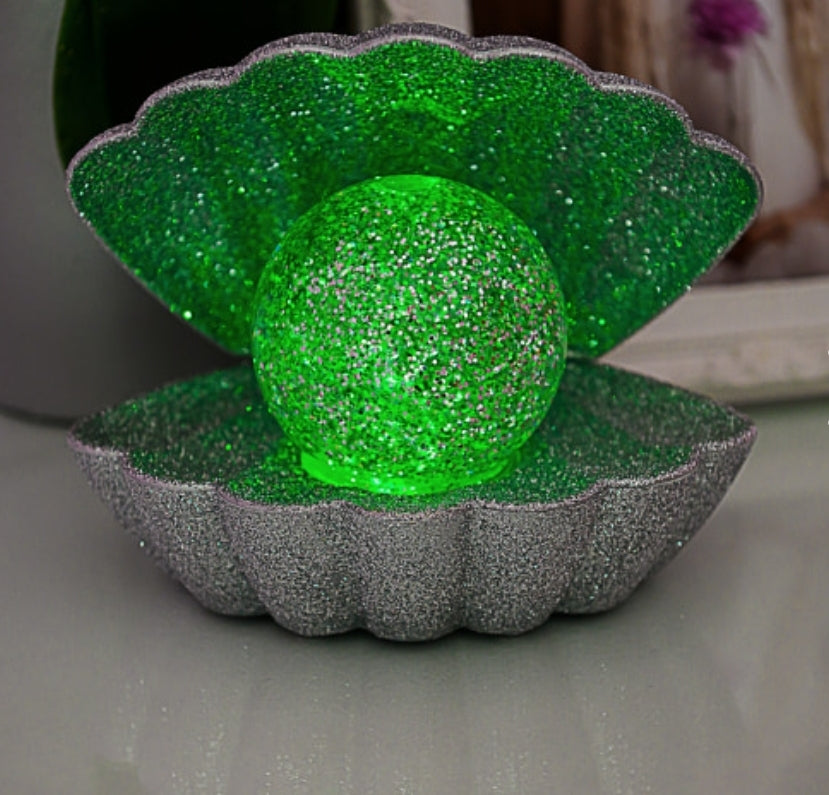 Shell Lamp Covered in Silver Glitter ex display