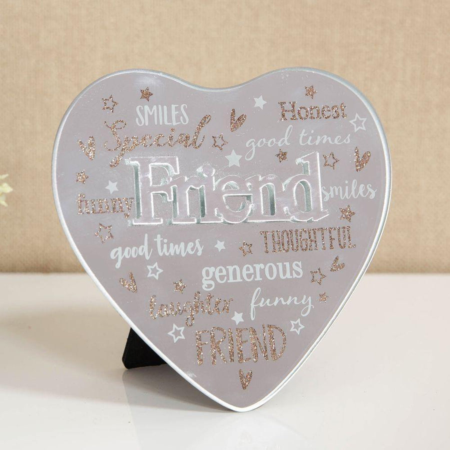 MIRROR HEART PLAQUE WITH 3D TITLE - Glitter Pad