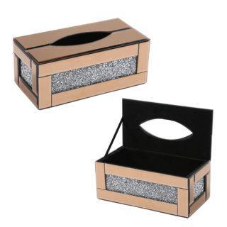 Rose Gold Diamante  Tissue  Box - Glitter Pad