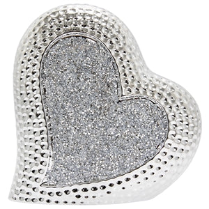 Silver Sparkle  Diamante Heart Ornament