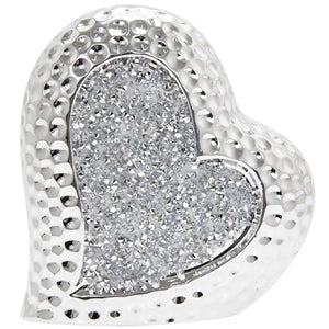 Silver Sparkle  Diamante Heart Ornament